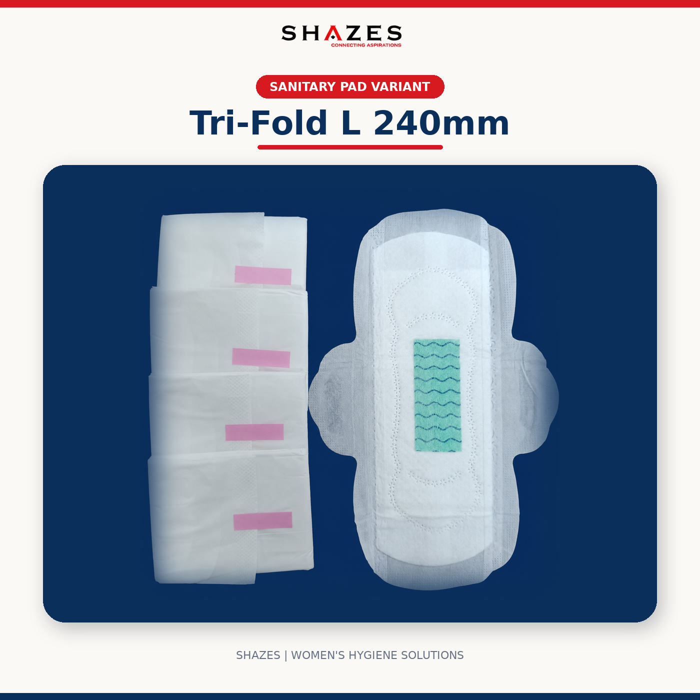 SHAZES Tri-fold L sanitary pad, 240 mm