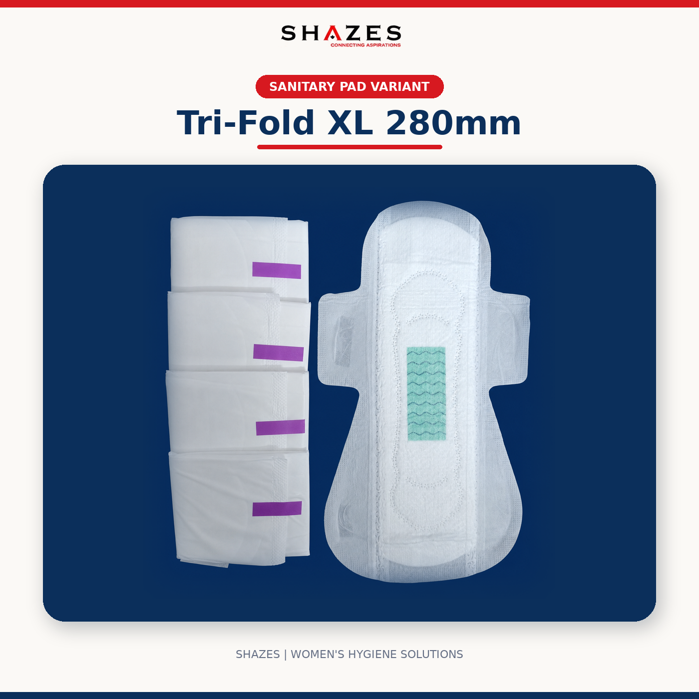 SHAZES Tri-fold XL sanitary pad, 280 mm