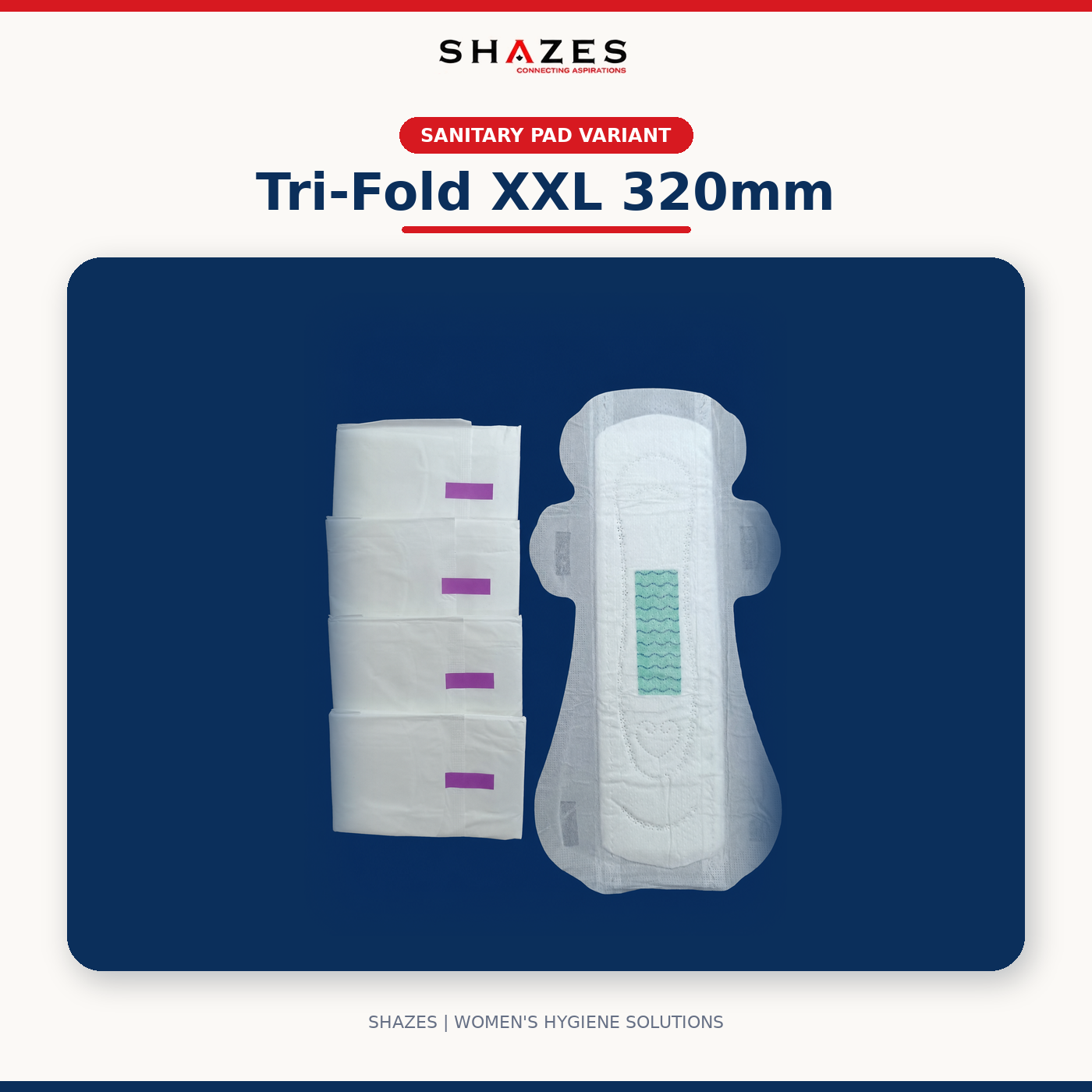 SHAZES Tri-fold XXL sanitary pad, 320 mm